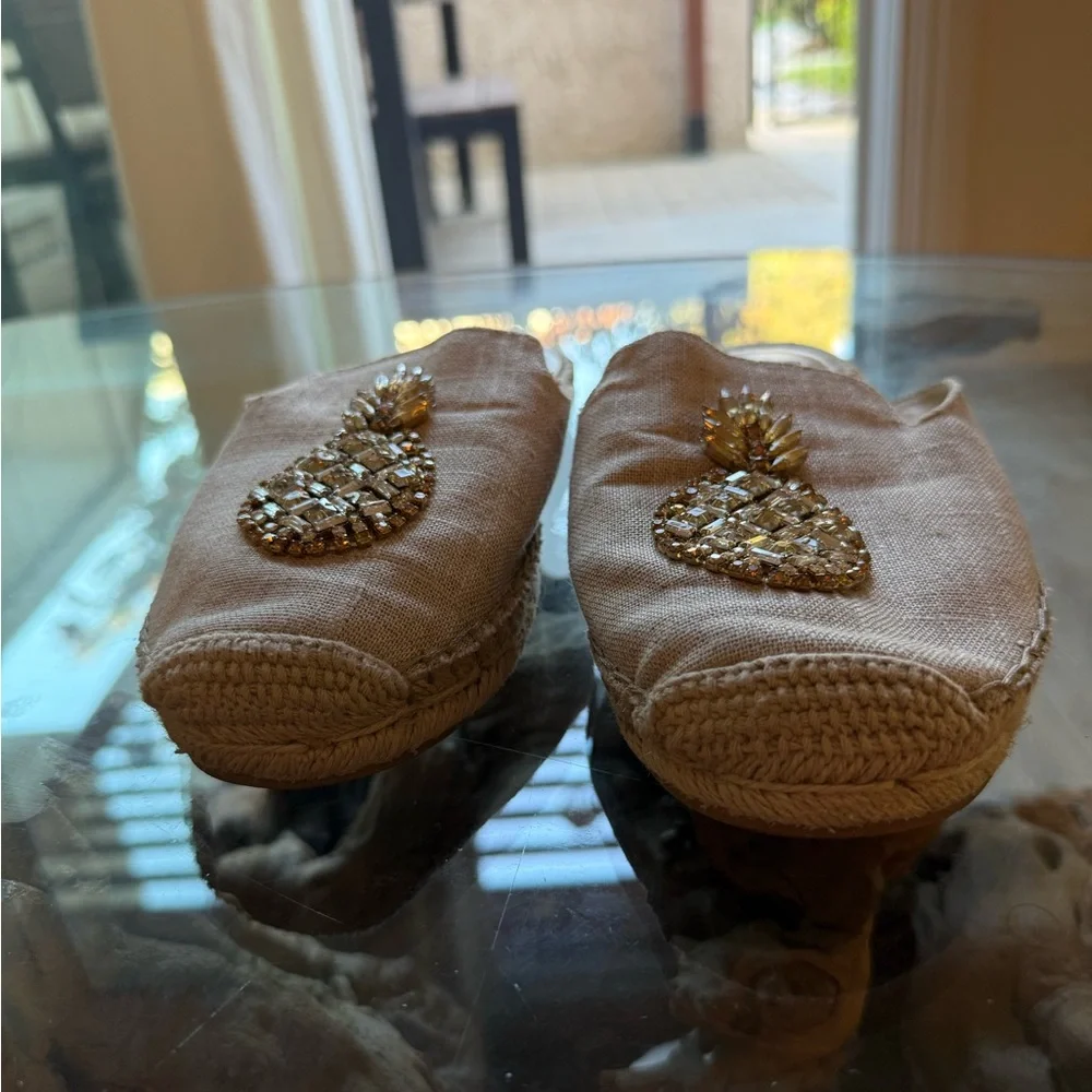 WHBM Pineapple Espadrille Slides Slippers - Picture 6 of 9